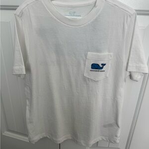 Vineyard Vines White Tee with Blue Whale Pocket